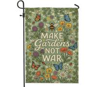 Drapeau de jardin d'abeilles, nature, botanique, papillon, fleur, printemps, vert, double face, en toile de jute, drapeaux décoratifs pour extérieur, pelouse, porche, terrasse, entrée, 30,5 x 45,7 cm