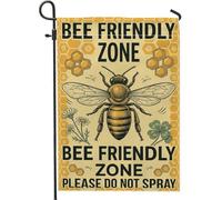 Drapeau de jardin d'abeilles, vintage rustique en nid d'abeille, fleurs jaunes printanières, double face, en toile de jute, drapeaux décoratifs pour extérieur, pelouse, porche, terrasse, entrée, 30,5