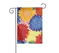 Drapeau de jardin Dahlias en rouge, jaune, orange, bleu, rose, 30 x 45 cm, double face, vertical, ferme, vacances, décorations extérieures, drapeau de cour