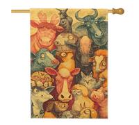 Drapeau de jardin d'animaux de la ferme, portraits d'animaux colorés, bannière de cour, décoration d'animaux mignons double face pour décoration de maison de printemps, drapeau de pelouse amusant en