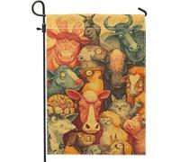 Drapeau de jardin d'animaux de la ferme, portraits d'animaux colorés, bannière de cour, décoration d'animaux mignons double face pour décoration de maison de printemps, drapeau de pelouse amusant en