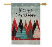 Drapeau de jardin d'arbre de Noël, bannière colorée de décoration de vacances, drapeau de pelouse double face en toile de jute, décoration extérieure d'hiver pour la maison, art festif de la cour 71 x