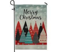Drapeau de jardin d'arbre de Noël, bannière colorée de décoration de vacances, drapeau de pelouse double face en toile de jute, décoration extérieure d'hiver pour la maison, art festif de la cour 30,5