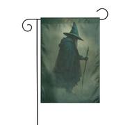 Drapeau de jardin Dark Fantasy Art vieille sorcière dans le brouillard 30 x 45 cm vertical double face ferme vacances décorations extérieures drapeau cour