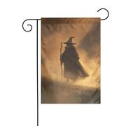 Drapeau de jardin Dark Fantasy Vieille sorcière dans le brouillard 30 x 45 cm Vertical double face Ferme Vacances Décorations extérieures Drapeau de cour