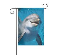 Drapeau de jardin dauphin avec un sourire 30,5 x 45,7 cm double face vertical bienvenue drapeaux d'été ne se décolorent pas drapeaux de maison bannière de cour pour décoration extérieure saisonnière