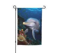 Drapeau de jardin dauphin sur corail 30,5 x 45,7 cm double face printemps été décoratif bannière drapeau de cour petit drapeau saisonnier vacances décoration extérieure