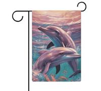 Drapeau de jardin dauphins art 30,5 x 45,7 cm double face drapeau extérieur drapeau d'été drapeau floral bienvenue drapeaux de jardin saisonniers décorations de vacances