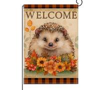 Drapeau de jardin d'automne 30,5 x 45,7 cm double face - Motif hérisson - Feuilles d'érable - Tournesol - Drapeau d'automne en toile de jute pour l'extérieur - Décoration de la maison