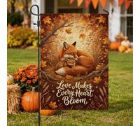 Drapeau de jardin d'automne avec citation d'amour Mother Foxes 30,5 x 45,7