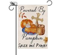 Drapeau de jardin d'automne en forme de croix alimenté par une citrouille verticale double face drapeaux chrétiens saisonniers Aumtumn décorations de ferme Y