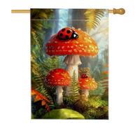 Drapeau de jardin d'automne fantaisie, champignon orange, coccinelle, bannière double face en toile de jute pour décoration d'automne, décoration de pelouse de maison et de jardin, 71,1 x 101,6 cm