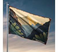 Drapeau de jardin d'automne pour décoration de chambre, montagnes au bord de l'eau : drapeau de la majesté sereine de la nature, décoration amusante pour collège (60 x 90 cm)