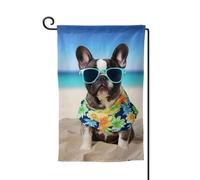 Drapeau de jardin de 30,5 x 45,7 cm, bannière extérieure double face, drapeau de bienvenue saisonnier, drapeau de cour de bienvenue pour extérieur, ferme, bouledogue français, drapeaux d'été pour