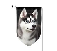 Drapeau de jardin de 30,5 x 45,7 cm, bannière extérieure double face, drapeau de bienvenue saisonnier, drapeau de cour de bienvenue pour extérieur, ferme, joli chien husky, drapeaux pour terrasse