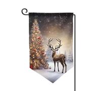 Drapeau de jardin de 30,5 x 45,7 cm, bannière extérieure double face, drapeau de bienvenue saisonnier, décoration extérieure, ferme, arbre de Noël et renne, drapeaux pour terrasse, pelouse et