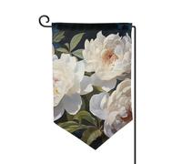 Drapeau de jardin de 30,5 x 45,7 cm, bannière extérieure double face, drapeau de bienvenue saisonnier, drapeau de cour de bienvenue pour extérieur, ferme, drapeaux de pivoine blanche pour terrasse