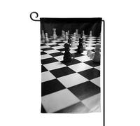 Drapeau de jardin de 30,5 x 45,7 cm, bannière extérieure double face, drapeau de bienvenue saisonnier, drapeau de cour de bienvenue pour extérieur, ferme, noir et blanc, damier pour terrasse, pelouse
