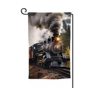 Drapeau de jardin de 30,5 x 45,7 cm, bannière extérieure double face, drapeau de bienvenue saisonnier, drapeau de cour de bienvenue pour extérieur, ferme, train à vapeur pour terrasse, pelouse et