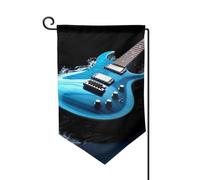Drapeau de jardin de 30,5 x 45,7 cm, bannière extérieure double face, drapeau de bienvenue saisonnier, drapeau de cour de bienvenue pour extérieur, ferme, drapeaux de guitare bleue pour terrasse