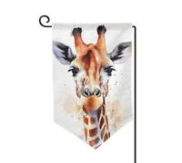 Drapeau de jardin de 30,5 x 45,7 cm, bannière extérieure double face, drapeau de bienvenue saisonnier, décoration extérieure, ferme, animal élégant, aquarelle, girafe pour terrasse, pelouse et