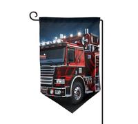 Drapeau de jardin de 30,5 x 45,7 cm, bannière extérieure double face, drapeau de bienvenue saisonnier, drapeau de cour de bienvenue pour extérieur, ferme, camion de pompier et de sauvetage rouge pour