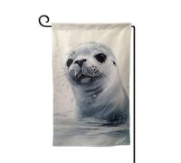 Drapeau de jardin de 30,5 x 45,7 cm, bannière extérieure double face, drapeau de bienvenue saisonnier, drapeau de cour, décoration extérieure, ferme, phoque de harpe, drapeaux pour terrasse, pelouse