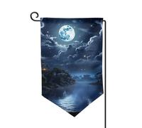 Drapeau de jardin de 30,5 x 45,7 cm, bannière extérieure double face, drapeau de bienvenue saisonnier, décoration extérieure, ferme, drapeaux de nuit au clair de lune pour terrasse, pelouse et