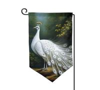 Drapeau de jardin de 30,5 x 45,7 cm, bannière extérieure double face, drapeau de bienvenue saisonnier, drapeau de cour de bienvenue pour extérieur, ferme, drapeaux de paon blanc pour terrasse, pelouse
