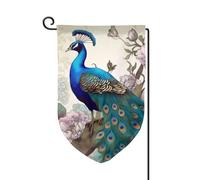 Drapeau de jardin de 30,5 x 45,7 cm, bannière extérieure double face, drapeau de bienvenue saisonnier, drapeau de cour, décoration extérieure, ferme, paon, drapeaux floraux pour terrasse, pelouse et