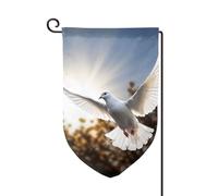 Drapeau de jardin de 30,5 x 45,7 cm, bannière extérieure double face, drapeau de bienvenue saisonnier, décoration extérieure, ferme, colombe blanche volant au soleil, drapeaux pour terrasse, pelouse