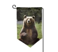 Drapeau de jardin de 30,5 x 45,7 cm, bannière extérieure double face, drapeau de bienvenue saisonnier, décoration extérieure, ferme, ours salut, assis sur la pelouse, drapeaux pour terrasse, pelouse