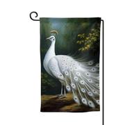 Drapeau de jardin de 30,5 x 45,7 cm, bannière extérieure double face, drapeau de bienvenue saisonnier, drapeau de cour de bienvenue pour extérieur, ferme, drapeaux de paon blanc pour terrasse, pelouse