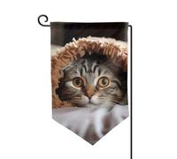 Drapeau de jardin de 30,5 x 45,7 cm, bannière extérieure double face, drapeau de bienvenue saisonnier, décoration extérieure, chat de ferme, drapeau sous couverture pour terrasse, pelouse et