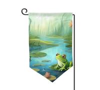 Drapeau de jardin de 30,5 x 45,7 cm, bannière extérieure double face, drapeau de bienvenue saisonnier, décoration extérieure, grenouille dans un étang, drapeaux pour terrasse, pelouse et décoration de