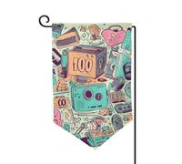 Drapeau de jardin de 30,5 x 45,7 cm, bannière extérieure double face, drapeau de bienvenue saisonnier, décoration extérieure, ferme, illustration « I Love the 90s » pour terrasse, pelouse et