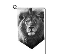 Drapeau de jardin de 30,5 x 45,7 cm, bannière extérieure double face, drapeau de bienvenue saisonnier, drapeau de cour, décoration extérieure, ferme, lion africain, drapeaux noirs et blancs pour