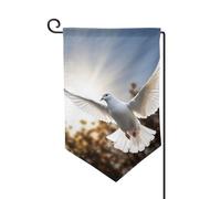Drapeau de jardin de 30,5 x 45,7 cm, bannière extérieure double face, drapeau de bienvenue saisonnier, décoration extérieure, ferme, colombe blanche volant au soleil, drapeaux pour terrasse, pelouse