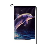 Drapeau de jardin de 30,5 x 45,7 cm, bannière extérieure double face, drapeau de bienvenue saisonnier, drapeau de cour de bienvenue pour extérieur, ferme, dauphin à paillettes pour terrasse, pelouse