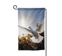 Drapeau de jardin de 30,5 x 45,7 cm, bannière extérieure double face, drapeau de bienvenue saisonnier, décoration extérieure, ferme, colombe blanche volant au soleil, drapeaux pour terrasse, pelouse