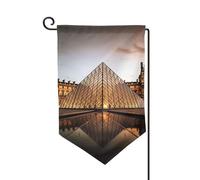 Drapeau de jardin de 30,5 x 45,7 cm, bannière extérieure double face, drapeau de bienvenue saisonnier, décoration extérieure, ferme, musée du Louvre à Paris, drapeaux pour terrasse, pelouse et