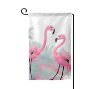 Drapeau de jardin de 30,5 x 45,7 cm, bannière extérieure double face, drapeau de bienvenue saisonnier, drapeau de cour de bienvenue pour décoration extérieure, ferme, amour flamant rose pour terrasse