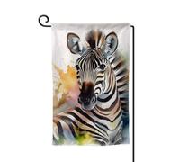 Drapeau de jardin de 30,5 x 45,7 cm, bannière extérieure double face, drapeau de bienvenue saisonnier, drapeau de cour, décoration extérieure, ferme, jolis drapeaux aquarelle zèbre pour terrasse