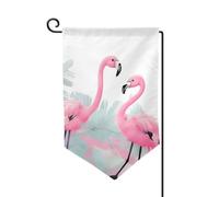Drapeau de jardin de 30,5 x 45,7 cm, bannière extérieure double face, drapeau de bienvenue saisonnier, drapeau de cour de bienvenue pour décoration extérieure, ferme, amour flamant rose pour terrasse