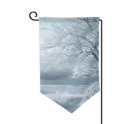Drapeau de jardin de 30,5 x 45,7 cm, bannière extérieure double face, drapeau de bienvenue saisonnier, décoration extérieure, ferme, neige et arbre givré pour terrasse, pelouse et décoration de jardin