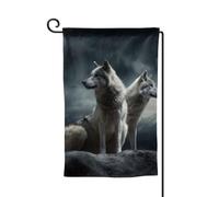 Drapeau de jardin de 30,5 x 45,7 cm, bannière extérieure double face, drapeau de bienvenue saisonnier, drapeau de cour, décoration extérieure, loup la nuit, drapeaux pour terrasse, pelouse et