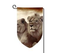 Drapeau de jardin de 30,5 x 45,7 cm, bannière extérieure double face, drapeau de bienvenue saisonnier, drapeau de cour de bienvenue pour extérieur, ferme, lion africain et lionne pour terrasse