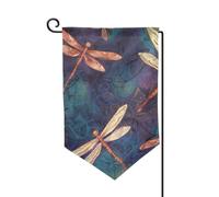 Drapeau de jardin de 30,5 x 45,7 cm, bannière extérieure double face, drapeau de bienvenue saisonnier, décoration extérieure, ferme, drapeaux libellules peints à la main pour terrasse, pelouse et