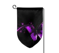 Drapeau de jardin de 30,5 x 45,7 cm, bannière extérieure double face, drapeau de bienvenue saisonnier, drapeau de cour de bienvenue pour extérieur, ferme, drapeaux papillon violet et noir pour