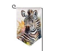 Drapeau de jardin de 30,5 x 45,7 cm, bannière extérieure double face, drapeau de bienvenue saisonnier, drapeau de cour, décoration extérieure, ferme, jolis drapeaux aquarelle zèbre pour terrasse